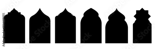 Arabic arch and frame collection. Oriental Islamic shapes silhhouettes to Ramadan greetings design.