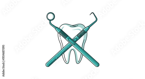 Dental Care Essentials: Tooth, Mirror, And Probe, Vector Illustration Of Dentistry Equipment