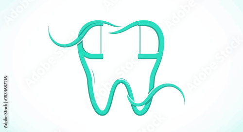 Dental Care Representation: A Simple, Modern Illustration of Teeth and Dental Floss