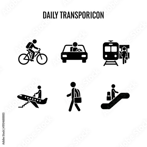 Daily Commute Icons A Collection of Transportation Symbols for Travel and Mobility