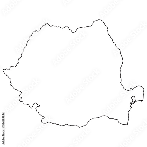 Romania country outline contour map silhouette geographic border