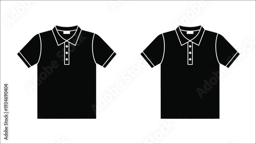 Two black polo shirts displayed a clean vector graphic silhouette
