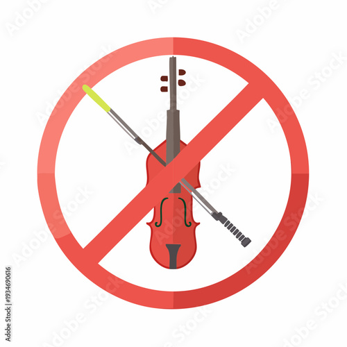 No Musical Instruments Sign - Prohibition of Playing String Instruments