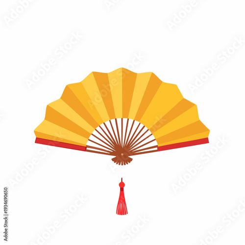 Yellow hand fan with tassel