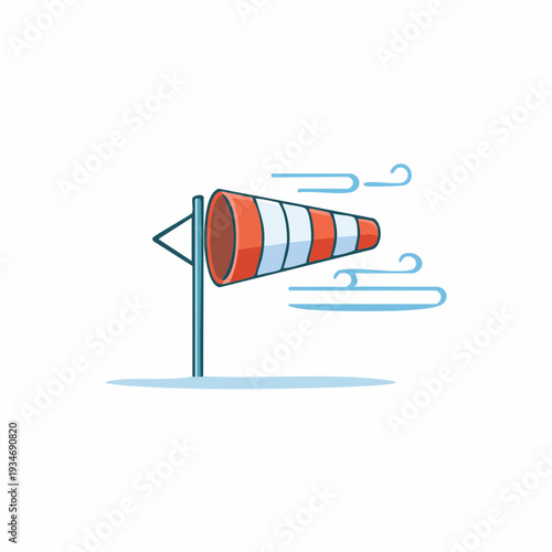 Air Traffic Windsock Illustration Pointing into the Wind Design, Isolated