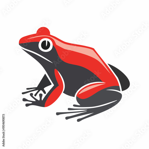 Red and Black Poison Dart Frog, Side View, Vector Illustration
