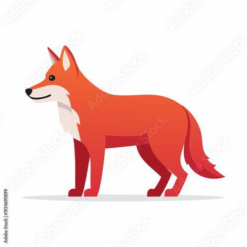 Cartoon fox illustration in a standing position with a gradient color design