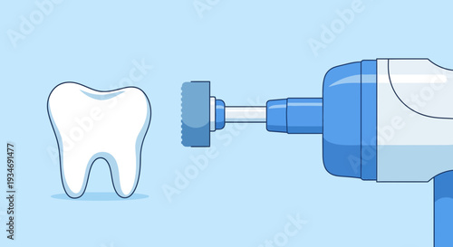 Dental Cleaning Illustration Depicting Teeth And Whitening Tool For Healthcare Purposes