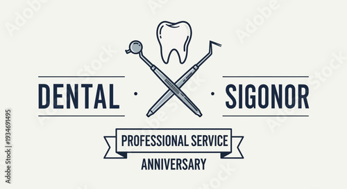 Dental Clinic Anniversary Emblem Featuring Professional Service And Clean Teeth