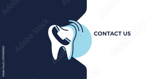 Dental Clinic Contact Information: Simple Tooth Icon and Phone Illustration