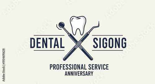 Dental Clinic Emblem, Anniversary Logo Design Celebrating Professional Service Excellence