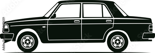 Title Optimization Classic Retro Sedan Car Silhouette Side View Vector Icon for Vintage Automotive Design