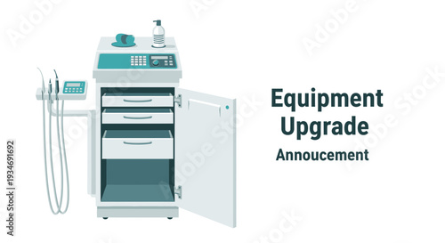 Dental Clinic Equipment Update Announcement Showing Modern Technological Advances