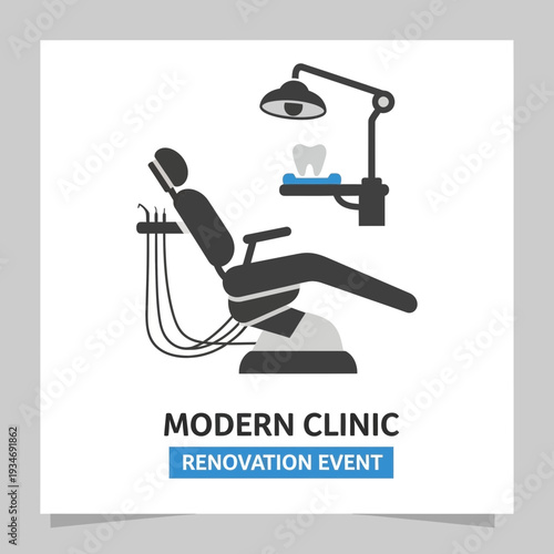 Dental Clinic Icon Depicting Modern Equipment And Renovation Event Announcement Perfectly
