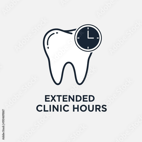 Dental Clinic Icon Depicting Extended Business Hours, Symbolizing Time and Healthcare Availability