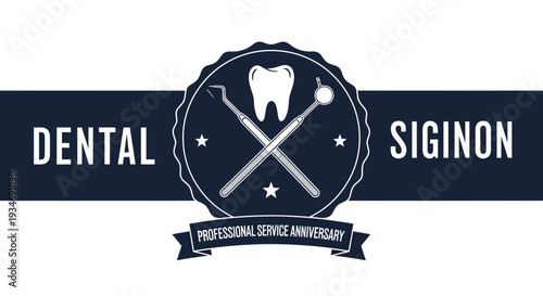 Dental Clinic Icon Showing Professional Service Anniversary Celebration In Simple Modern Design