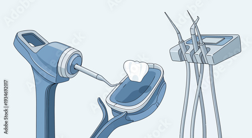 Dental Clinic Tools And Instruments Illustration Depicting Modern Teeth Care Processes