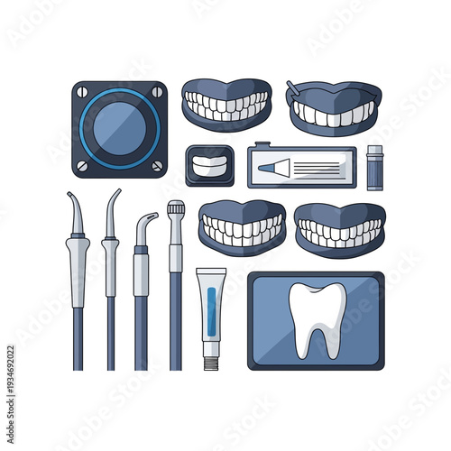 Dental Clinic Tools And Teeth Illustrations: A Comprehensive Collection of Icons and Graphics