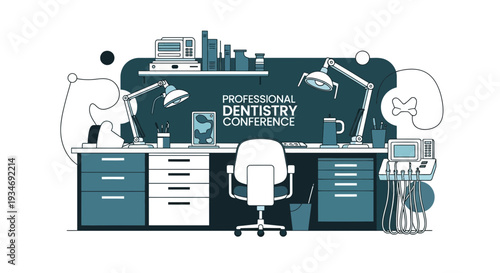 Dental Conference Illustration: A Modern And Sleek Representation Of Professional Dentistry