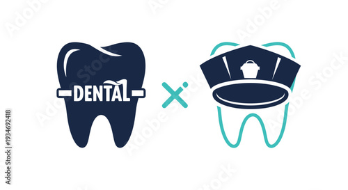 Dental Design With Combining Tooth And Hat Icon Representing Healthy Teeth