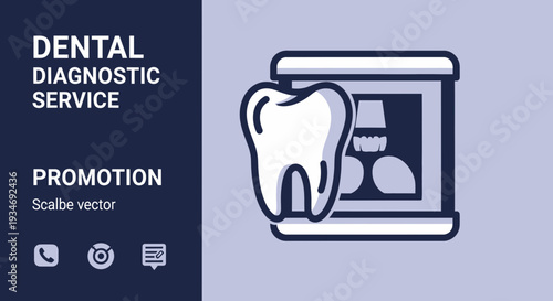 Dental Diagnostic Services Promotion Illustration Of A Healthy Tooth And X-Ray For Advertising