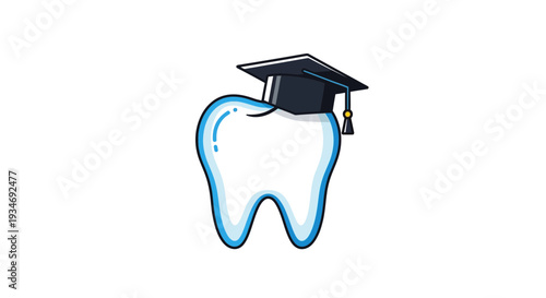 Dental Education Concept Depicted With a Tooth Wearing a Graduation Cap