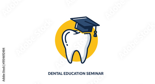 Dental Education Concept Depicted With Tooth And Graduation Cap Vector Illustration