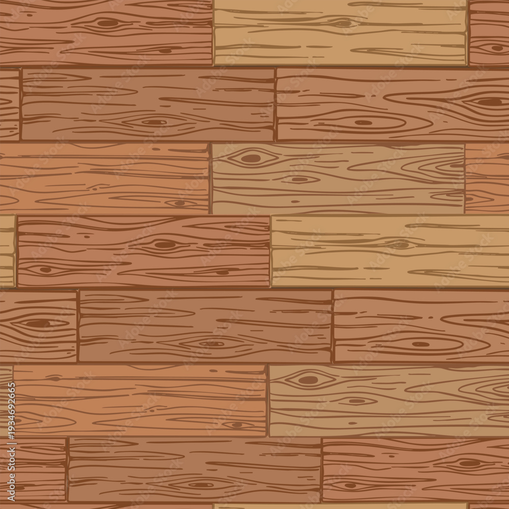 Fototapeta premium Wooden planks, parquet texture, hand-drawn seamless pattern.