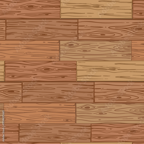 Wooden planks, parquet texture, hand-drawn seamless pattern.