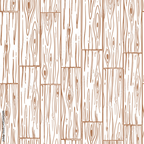Wooden planks, parquet texture, hand-drawn seamless pattern.