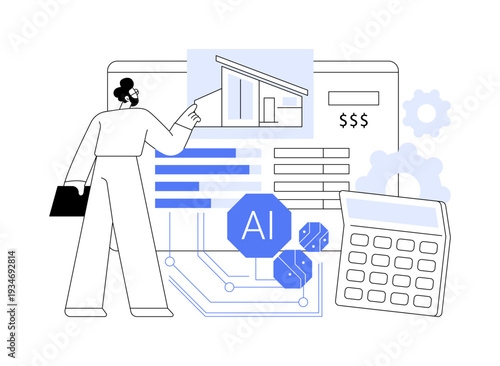 AI Real Estate Price Prediction abstract concept vector illustration.