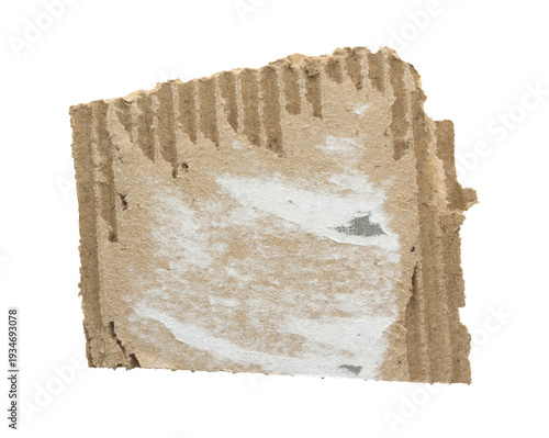 Torn Corrugated Cardboard Piece isolated