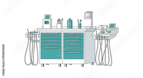 Dental Equipment Illustration Depicting Modern Tools for Cosmetic Dentistry Procedures