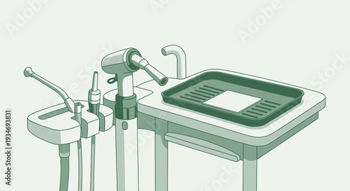 Dental Equipment Illustration Depicting Modern Tools for Oral Healthcare and Procedures