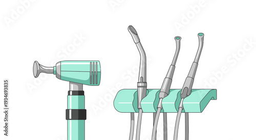 Dental Equipment Illustration Depicting Modern Tools for Oral Healthcare Procedures