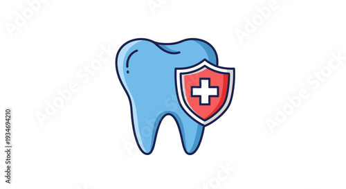 Dental Health Illustration Featuring A Tooth Protected By A Medical Shield Symbolizing Protection