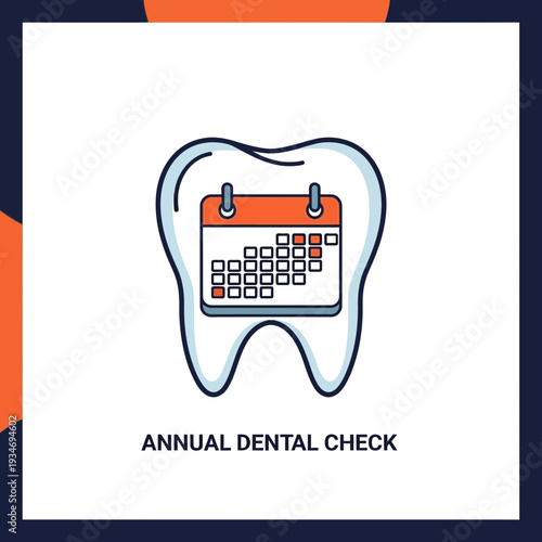 Dental Health Illustration: Annual Calendar Checkup Concept For Dental Wellbeing