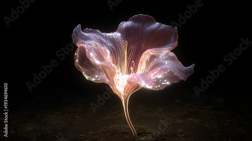 A glowing flower blooming in real-time, showing every detailed step of growth. (3)