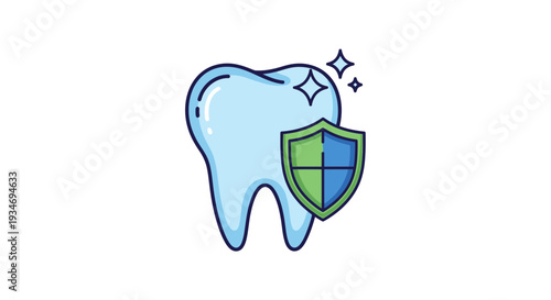 Dental Health Illustration Showcasing Protective Shield Symbol for Optimal Teeth Care