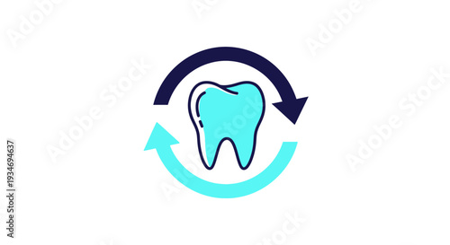 Dental Health Illustration: Circulating Arrow Concept Showing Oral Care and Renewal