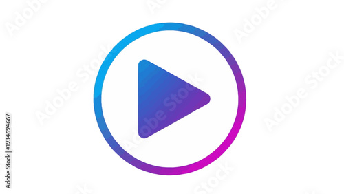 Play button icon with a blue to purple gradient on a white background