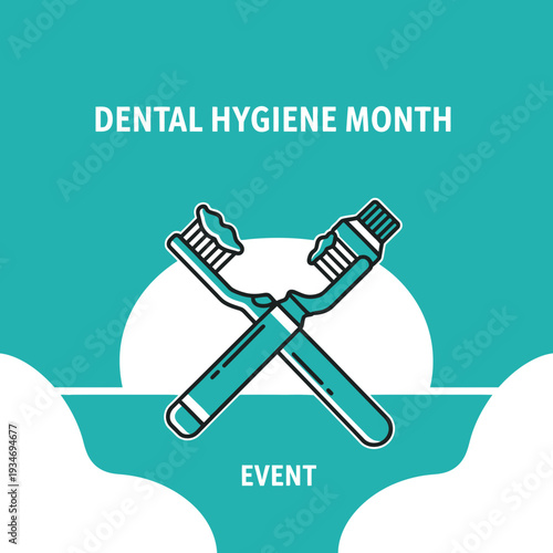 Dental Health Illustration: Crossed Toothbrushes Representing Oral Care and Wellness Concept