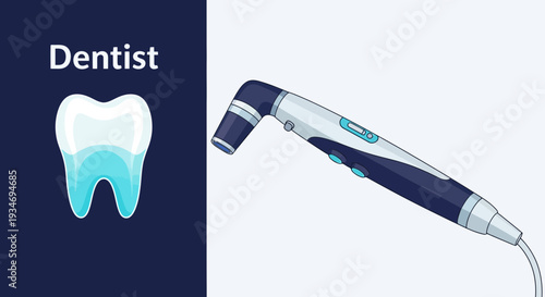 Dental Health Illustration Showcasing Tools and Healthy Tooth for Modern Dentistry