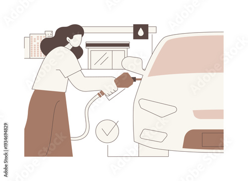 Refilling fuel isolated cartoon vector illustrations.