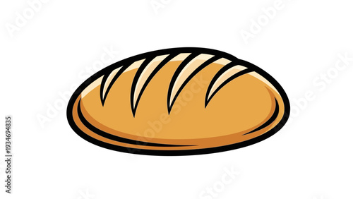 Stylized illustration of a fresh baked bread loaf on a white background.