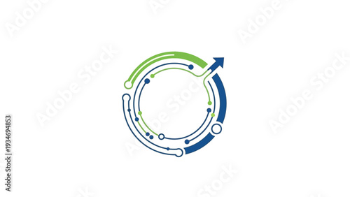 Digital transformation and technology growth abstract circuit vector logo.