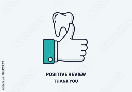 Dental Health Positive Feedback Symbol With Thumb Up Gesture And Tooth Imagery