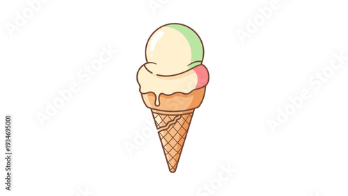 Delicious ice cream cone with multiple scoops