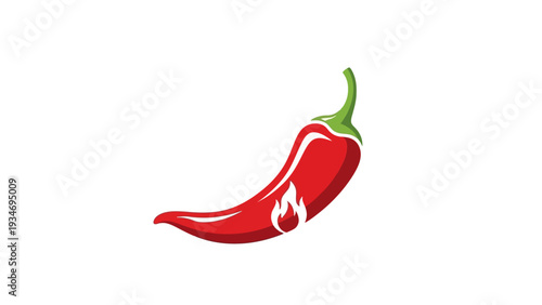 Red chili pepper with fire graphic