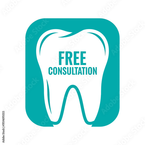 Dental Health Services: Free Consultation Emblem for Tooth Care and Oral Examination